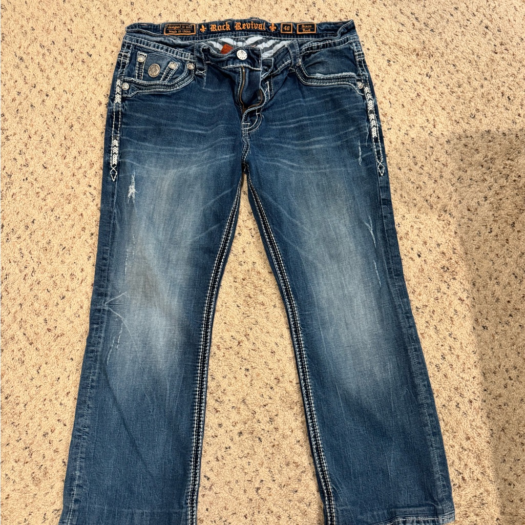 Rock Revival Men’s Dark Blue Bootcut Jeans